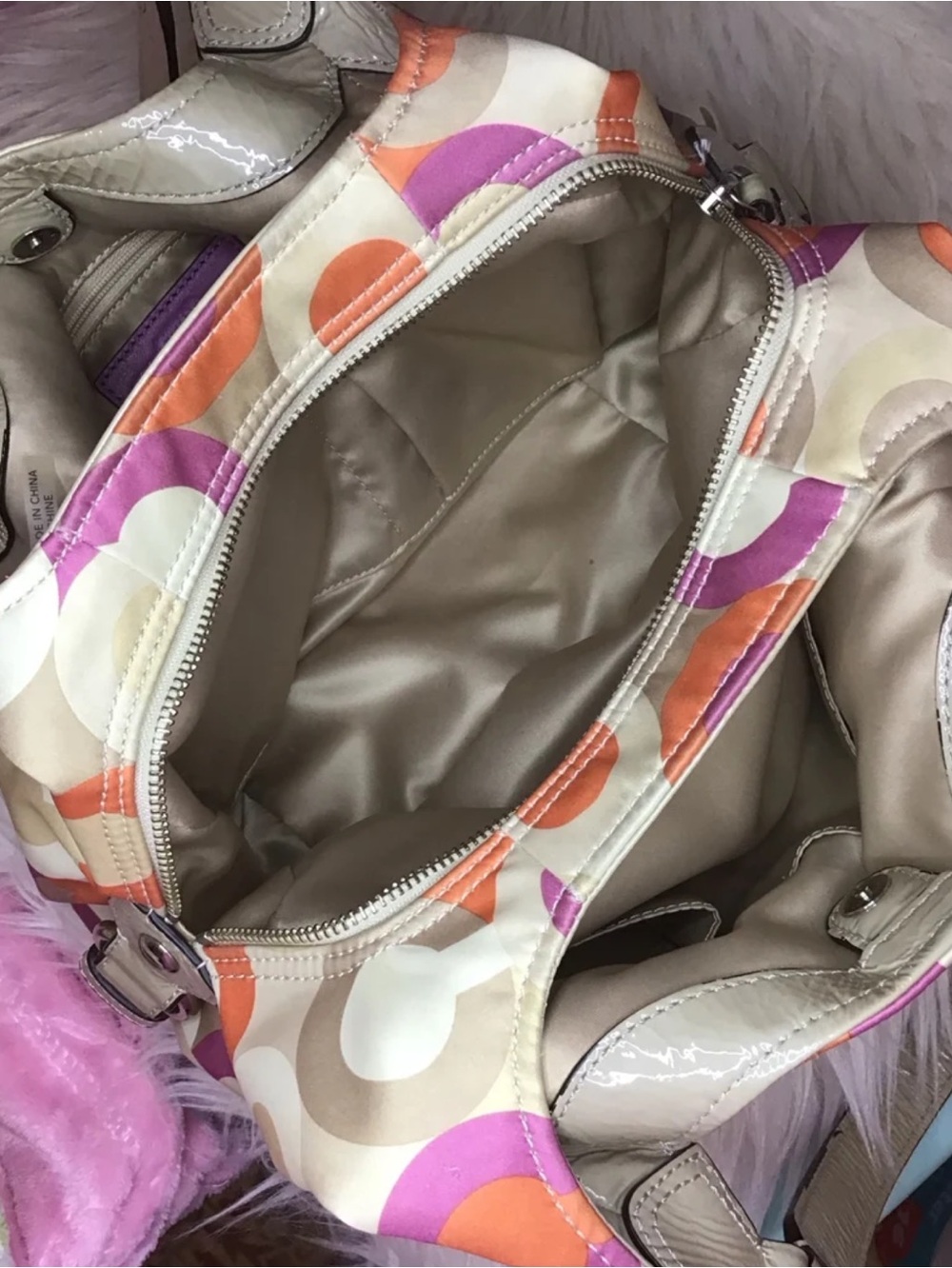 Coach Madison Maggie OP art scarf print shoulder bag vintage - Picture 10 of 13